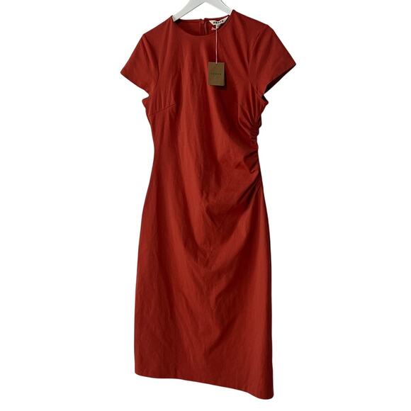 BODEN WOMENS SIZE 10R SIDE RUCHED STRETCH KNIT JERSEY MIDI DRESS RED NEW - Picture 11 of 15